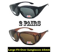 Grande Fit Sopra Più Rx Occhiali da Sole Lenti Polarizzate Cover Avvolgente 65mm