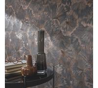 Grande Foglia Vinile Parati 10373-47 Carbone Metallico Tropicale Foglie Erismann