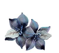 Grande forcina a becco d'anatra in vero filo di rame, fermaglio a becco d'anatra, fermaglio for la parte superiore dei capelli, copricapo da donna, cristallo madre(Blue)