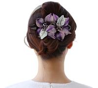 Grande forcina a becco d'anatra in vero filo di rame, fermaglio a becco d'anatra, fermaglio for la parte superiore dei capelli, copricapo da donna, cristallo madre(Viola)