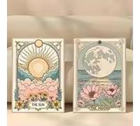 Grande formato Bohemian Tarot Art Wall Art Sole Luna Paesaggio floreale Stampa su tela Poster Casa Camera da letto Soggiorno Ufficio Decor (50x70cmx2 pezzi/senza cornice)