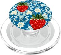 Grande Fragole Rosse Boho Blu Paisley Sfondo Pattern PopSockets PopGrip per MagSafe