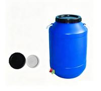 Grande Fusto/bidone In Plastica Blu A Bocca Larga Con Coperchio E Fascia Di Chiusura, A Tenuta Stagna, Adatto Per Lo Stoccaggio Di Acqua E Alimenti O Come Serbatoio Per Acqua Piovana(Blu,30L)