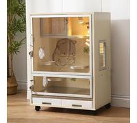 Grande gabbia per cincillà, 61 cm, trasparente, filo acciaio resistente, porte, vassoio rimovibile, accessori, habitat piccoli animali gabbia furetti, animali domestici