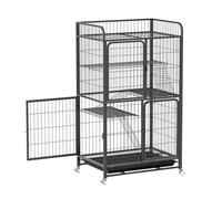 Grande gabbia per gatti, Gabbia per Gatti da Interno Multifunzionale, con 4 Rotelle Orientabili e vassoio estraibile, prodotti per animali domestici, Gabbia per 1-2 Gatti, Chinchilla(86*60*155cm)