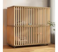 Grande Gabbia per Gatti in Legno a 2 Livelli per Interni - Spaziosa Cuccia per Gatti per 1-3 Gatti con 2 Porte - Recinto Ideale per Piccoli Animali Domestici (112x56x106 cm)