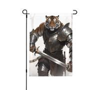 Grande gatto che tiene la spada bandiera da giardino stampato su entrambi i lati banner portico decorazione prato 31,8 x 45,7 cm