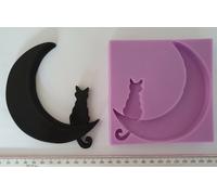 Grande Gatto Luna Stampo IN Silicone Per Torta Topper, Resina, Cioccolato Ecc.