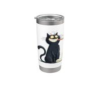 Grande gatto sorridente con spazzolino da denti per gli amanti dello spazzolamento dei denti Bicchiere termico in acciaio inox doppia parete