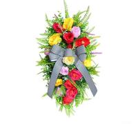 Grande ghirlanda floreale da appendere alla porta d'ingresso, in plastica e poliestere, ornamento per albero con stile pastorale, multicolore, decorazione da giardino per vacanze e occasioni speciali