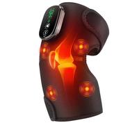 Grande Ginocchiera Riscaldata con Vibrazione, Cuscinetto Riscaldante Senza Fili per Ginocchio, 4 Motori, 5 Modalità di Massaggio, Massaggiatore Riscaldato Ricaricabile da 5000 mAh, Nero