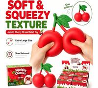 Grande giocattolo anti-stress a forma di ciliegia, morbido e a lento rimbalzo in silicone, giocattolo sensoriale a forma di frutta carina, ornamento portatile da scrivania per il sollievo dallo stress