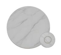 Grande giradischi rotondo in legno - vassoio rotante rustico effetto marmo per cucina e sala da pranzo - disponibile da 50 cm a 120 cm (85 cm, marmo bianco)