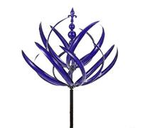 Grande girandola a vento in ferro da 20 x 90 cm, per giardino/patio, mulino a vento in metallo con finitura riflettente, rotazione silenziosa, opzioni blu/rosso/viola/verde, scultura decorativa per