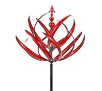 Grande girandola a vento in ferro da 20 x 90 cm, per giardino/patio, mulino a vento in metallo con finitura riflettente, rotazione silenziosa, opzioni blu/rosso/viola/verde, scultura decorativa per