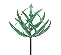 Grande girandola a vento in ferro per giardino/patio, mulino a vento in metallo con finitura riflettente, rotazione silenziosa, opzioni blu/rosso/viola/verde, scultura decorativa per esterni