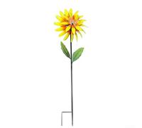Grande girandola a vento in metallo, 88,9 cm, con fiore giallo e rosso | Si illuminano automaticamente al crepuscolo, vivaci petali gialli rossi e gialli, altezza 88,9 cm, alimentato a energia