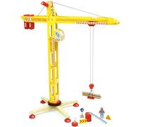 Grande Gru da Costruzione in Legno Giocattolo da Cantiere Bambini 3+ | Gancio e cavo mobili | grande formato evolutivo e robusto | stimola immaginazione e motricità | idea regalo ludica oggi