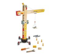 GRANDE GRU IN LEGNO 74 CM GIOCATTOLO DI IMITAZIONE CON ROTAZIONE A 360°, GIOCO D