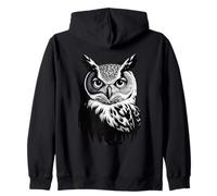 Grande Gufo Cornuto Ritratto simmetrico Felpa con Cappuccio
