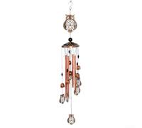 Grande gufo metallo scacciapensieri marrone alluminio appeso ornamento con sei pendenti per giardino patio balcone esterno decorazione interna suono rilassante