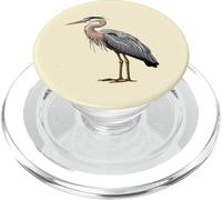 Grande illustrazione dell'amante degli uccelli dell'airone blu PopSockets PopGrip per MagSafe