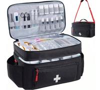 Grande kit di pronto soccorso con tracolla, scatola per medicinali, kit di emergenza da viaggio per auto, casa, ufficio, all'aperto, campeggio, escursionismo (solo la borsa di stoccaggio, senza medici