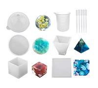 Grande kit di stampi in silicone a forma di pendolo per resina epossidica per colata in resina epossidica inclusa piramide cono rotondo sfera triangolare cono stampi in silicone rettangolari