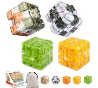 Grande labirinto 3D, cubo magico, giocattolo labirinto a forma di palla 2 in 1 per alleviare lo stress, allenare il cervello, gioco educativo, regalo per adulti e adolescenti (4PCS)
