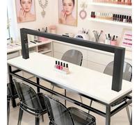 Grande lampada a mezzaluna da 62,01 pollici per tavolo manicure - Lampada tavolo LED con display e manopola di regolazione, presa di corrente e porta USB - Luce scrivania dimmerabile(Black)