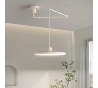 Grande lampada a sospensione moderna con braccio oscillante - Lampada da soffitto a LED dimmerabile da 15,7 pollici, lampada a sospensione color crema regolabile da 37 W for isola cucina, camera da le