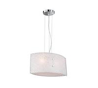 Grande lampada a sospensione ovale con paralume in vetro bianco satinato, larghezza 40 cm