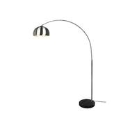 Grande lampada ad arco in argento opaco con base in marmo nero, altezza 200 cm