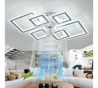 Grande Lampadario Con Ventilatore Da Soffitto Quadrato Moderno Smart Pale Da Soffitto Con Luce Telecomando App Dimmerabile Memoria Cristalli Plafoniera Con Ventilatore 6 Velocità Reversibile Soggiorno