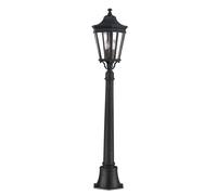 Grande Lampione Da Giardino 110Cm Alto Rustico In Nero Alluminio IP44