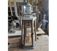 Grande Lanterna Faro Vento Marittimo 60Cm Alta Legno Nuovo