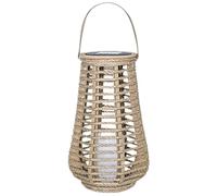 Grande lanterna solare in rattan per esterni, luci solari naturali, lanterna vintage in rattan, portatile, per viaggi e campeggio