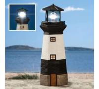 Grande Lanterna Solare Rotante Nautica Bianca E Nera Statua Faro Da Giardino