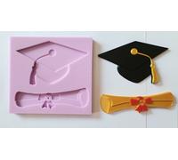 Grande Laurea Cappello & Rotolo Stampo IN Silicone Per Torta Topper Ecc.