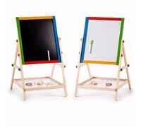 Grande lavagna magnetica con cavalletto da disegno con lavagna per pennarelli e lavagna nera per gesso cancellabile, cavalletto in legno 2 in 1 31 x 54,3 x 36,5 cm Regalo ideale per i bambini di