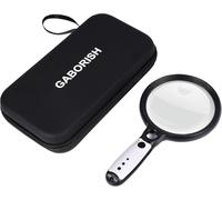 Grande lente d'ingrandimento con luce a 37 LED e custodia, lente d'ingrandimento portatile 10x, 20x, 45x, con 3 modalità di illuminazione, lente d'ingrandimento ricaricabile con copertura per anziani