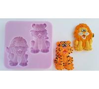 Grande Leone & Tigre Silicone Stampo Per Torta Topper, Ripieno, Cioccolato, Clay