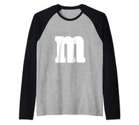 Grande Lettera Bianca m Halloween Natale Ringraziamento Maglia con Maniche Raglan