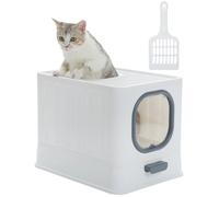 Grande lettiera per gatti con coperchio Cassetta lettiera standard con lettiera per gatti Toilette pieghevole per gatti per interni Facile da pulire con parte superiore aperta