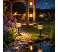 Grande luce solare a LED con mandala, supporto per luce solare portatile da esterno, emette una luce soffusa per illuminazione da giardino notturna, decorazione da giardino, adatta per parete, fattori
