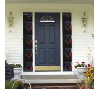 Grande lupo nero con occhi rossi appeso porta banner primavera estate portico banner buon compleanno festa banner foto sfondo portico segno porta anteriore segni per cortile decorazione interna