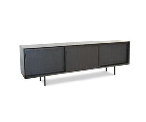Grande madia in legno nero, stile scandinavo, 220x45x69 cm, design originale e pulito