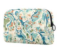 Grande mappa modello trucco borsa cerniera sacchetto viaggio cosmetico organizzatore per le donne, Multi, 18.5x7.5x13cm/7.3x3x5.1in, Art Deco