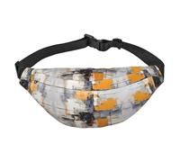 Grande marsupio grigio e giallo con pittura astratta per ragazzi, borsa a tracolla da viaggio, adatta per godersi sport, corsa, ciclismo, viaggi, pesca