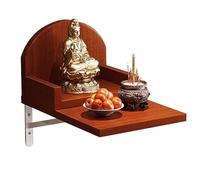 Grande mensola da altare buddista in legno massello con supporto in metallo rosso tavolo da preghiera per la casa ideale per Guanyin e ricchezza Dio Display meditazione e spiritualità.